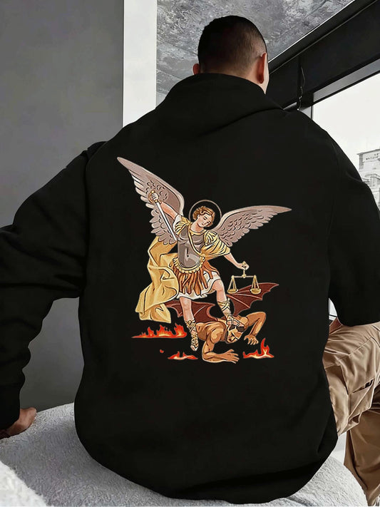 Suéter Grueso con Capucha y Diseño Ángel