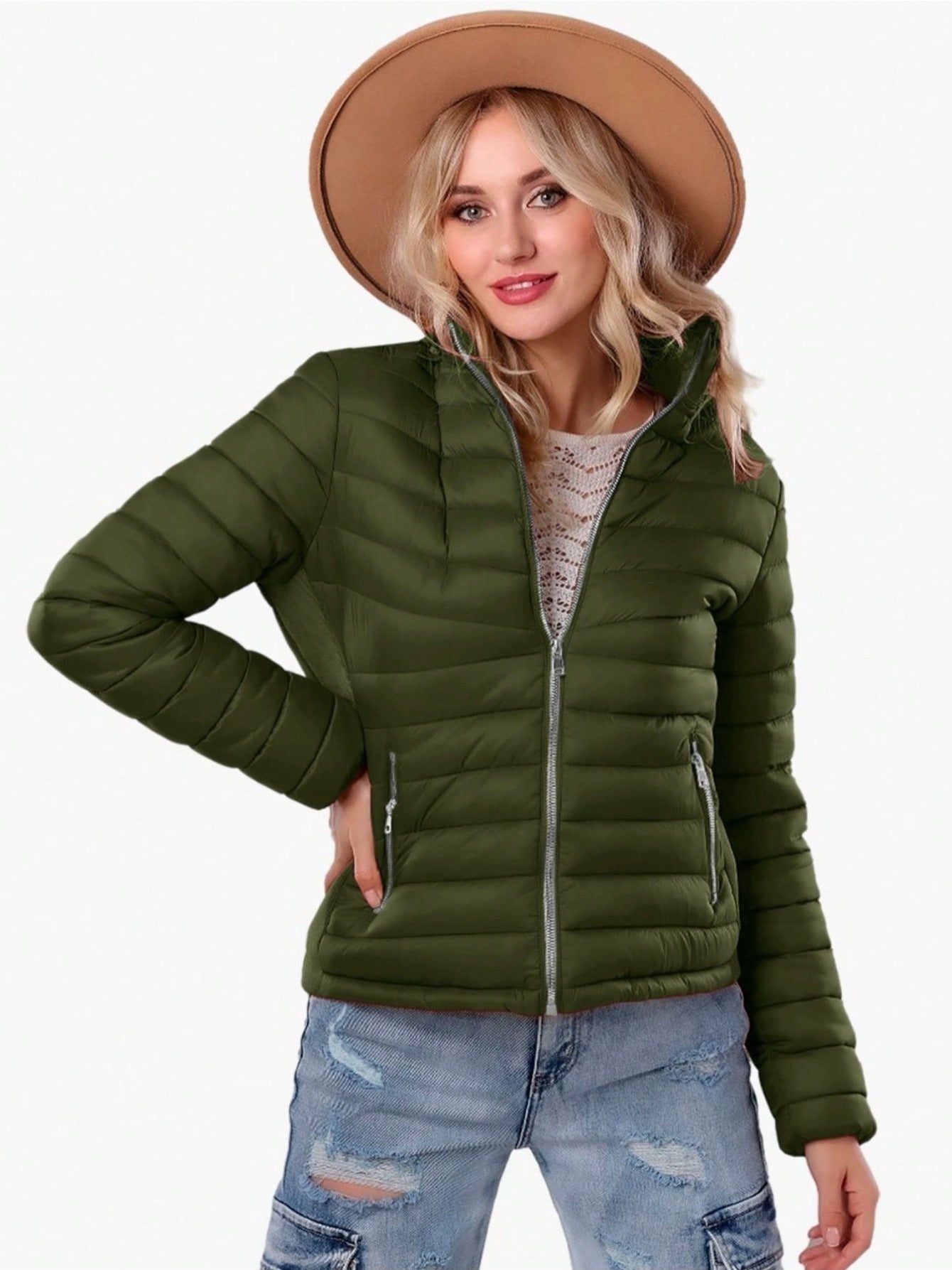 Chaqueta forrada de pelusa y elástico lateral