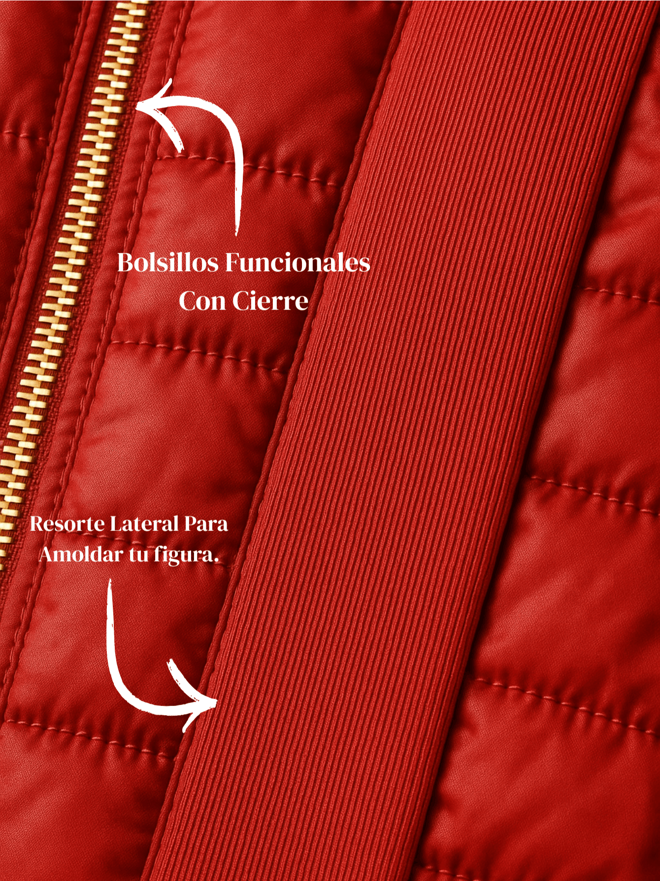 Chaqueta forrada de pelusa y elástico lateral