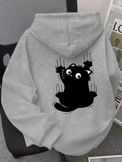 Sudadera con capucha extra grande para mujer con estampado de gatitos en la espalda