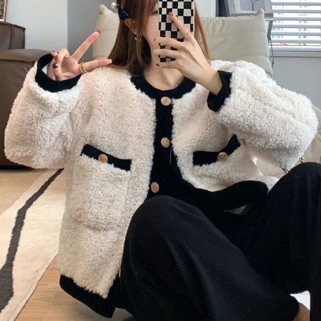 Abrigo de estilo shearling