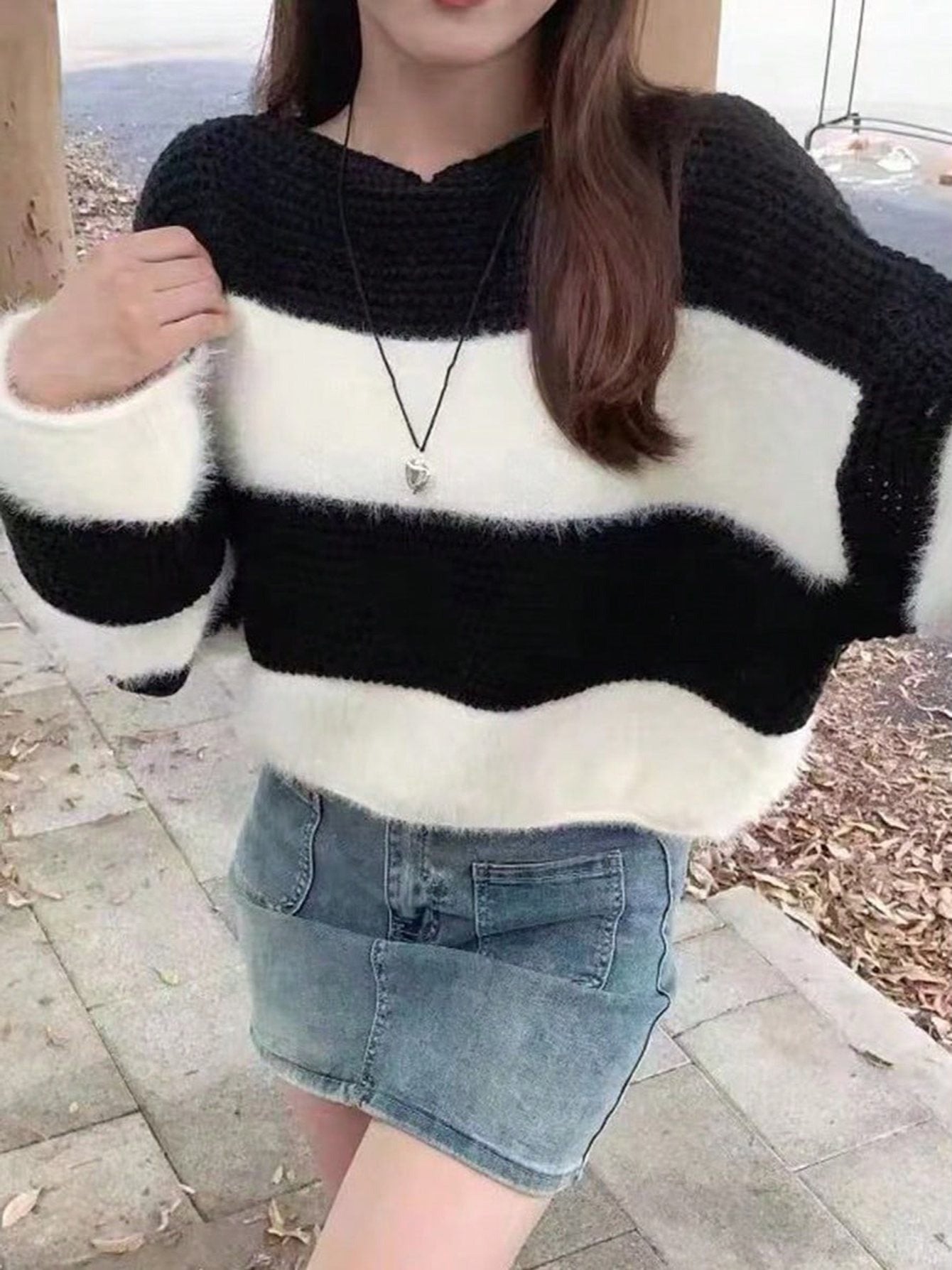 Suéter a Rayas de Punto Holgado