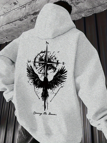 Sudadera con Capucha Brújula y Alas Góticas
