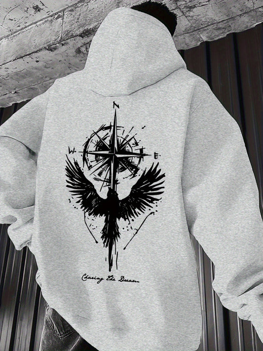 Sudadera con Capucha Brújula y Alas Góticas