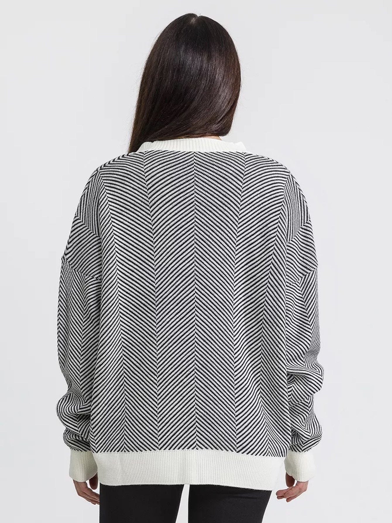 Cárdigan de punto grueso, holgado y a rayas