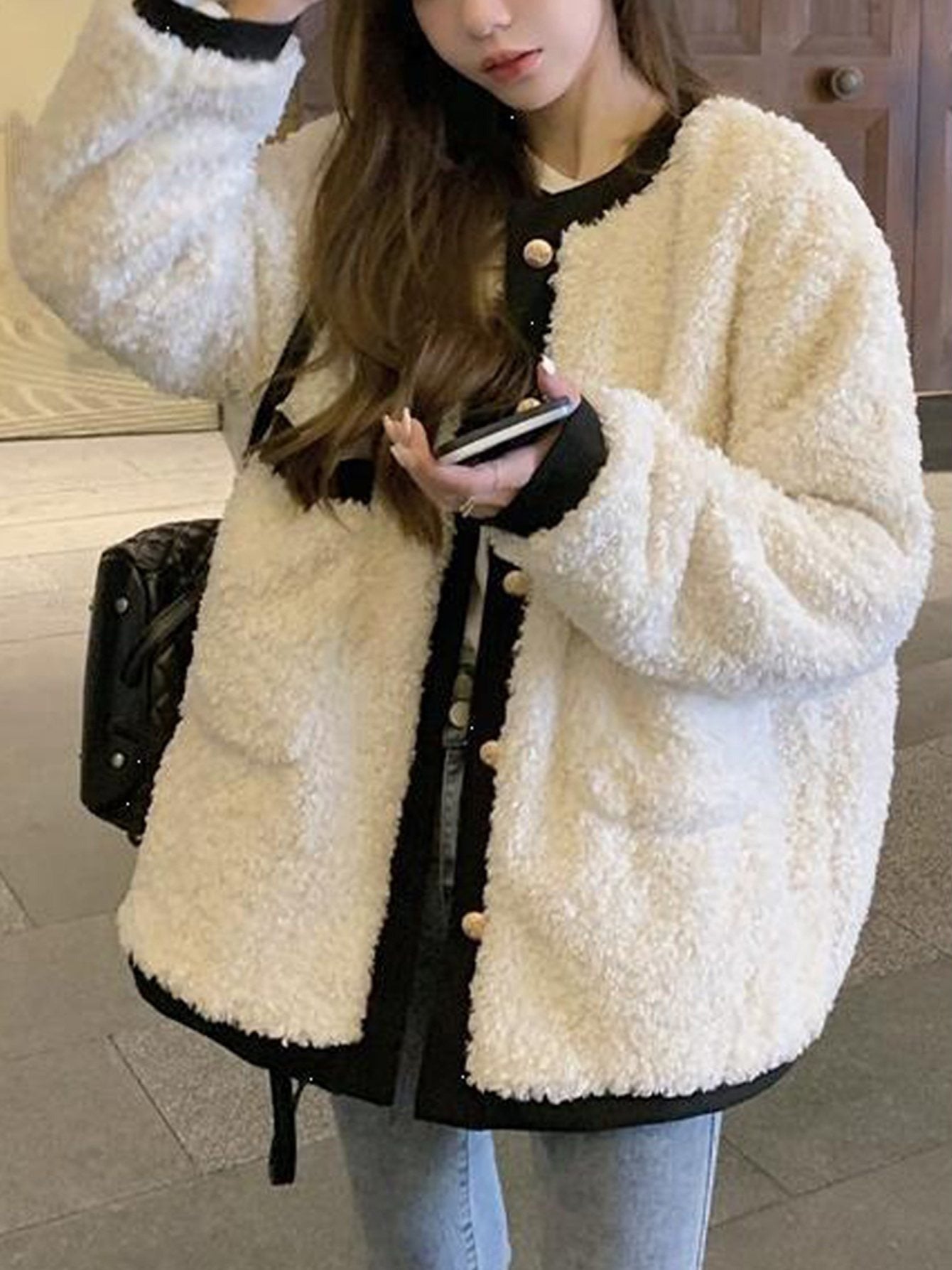 Abrigo de estilo shearling