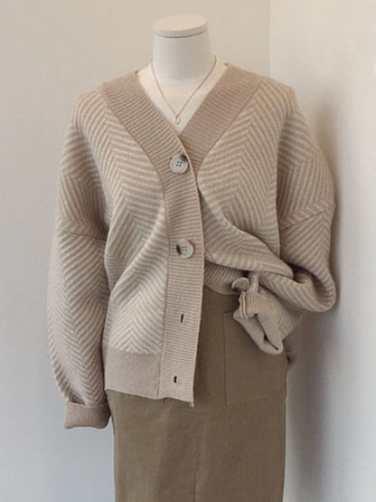 Cárdigan de punto grueso, holgado y a rayas