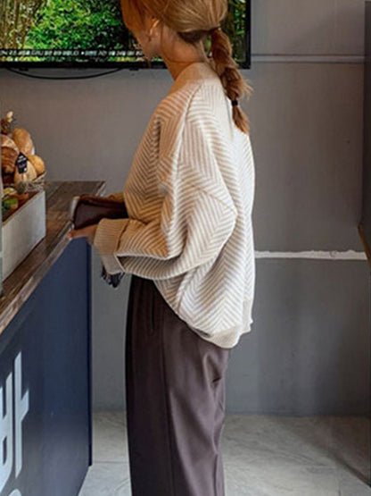 Cárdigan de punto grueso, holgado y a rayas