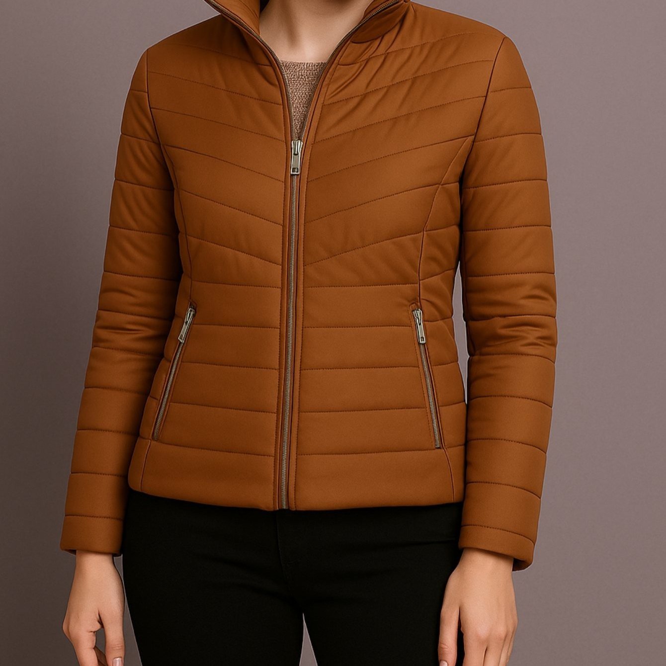 Chaqueta forrada de pelusa y elástico lateral