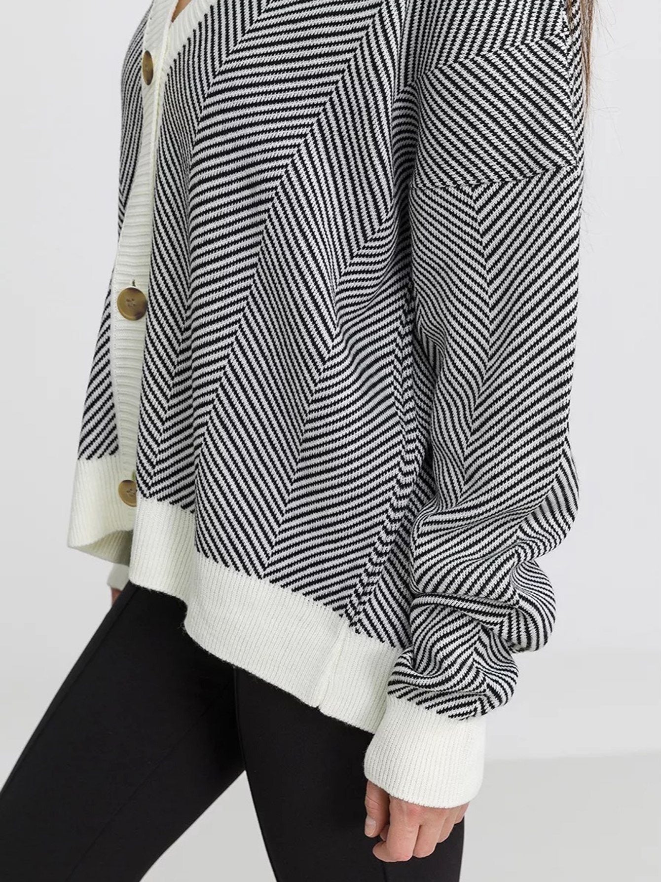 Cárdigan de punto grueso, holgado y a rayas