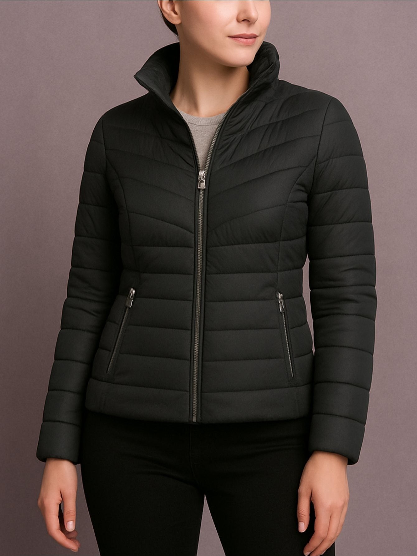 Chaqueta forrada de pelusa y elástico lateral