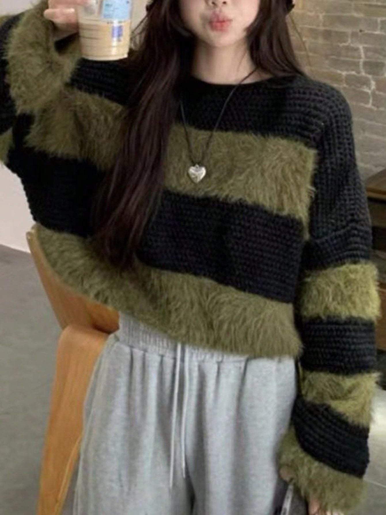 Suéter a Rayas de Punto Holgado