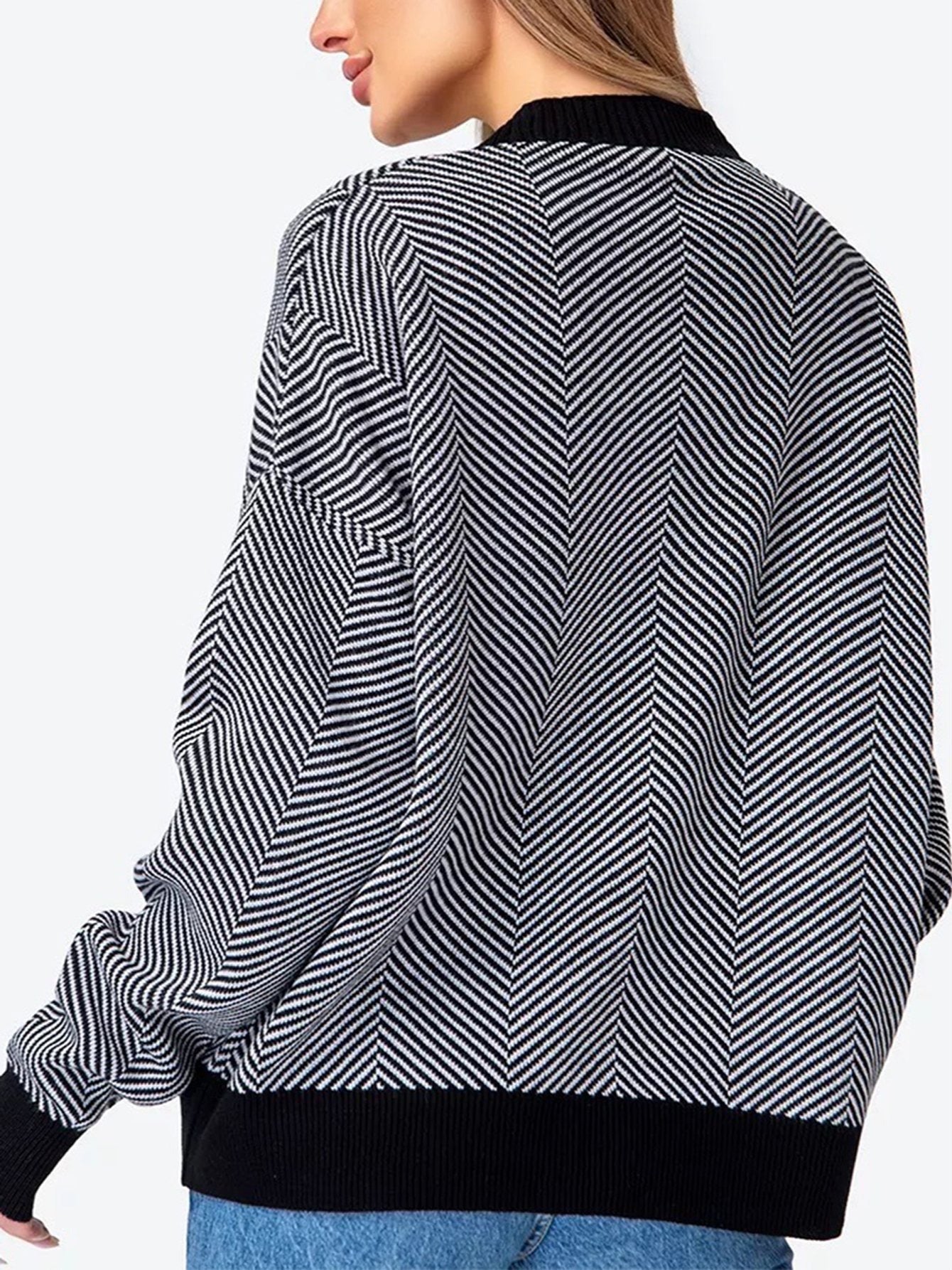 Cárdigan de punto grueso, holgado y a rayas