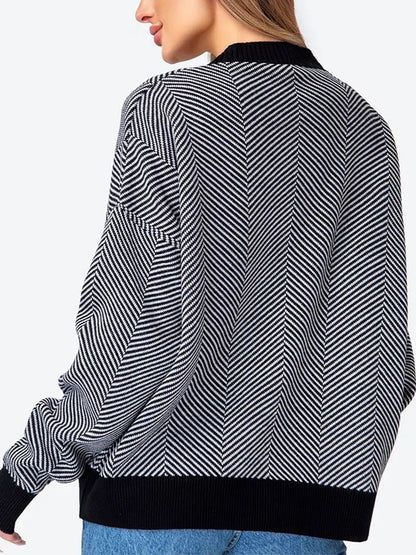 Cárdigan de punto grueso, holgado y a rayas