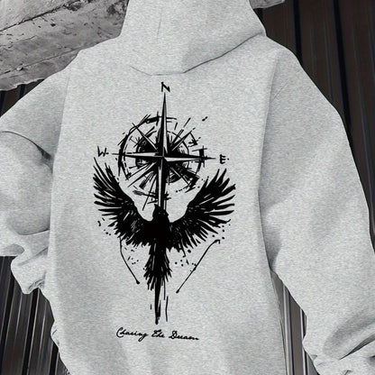 Sudadera con Capucha Brújula y Alas Góticas