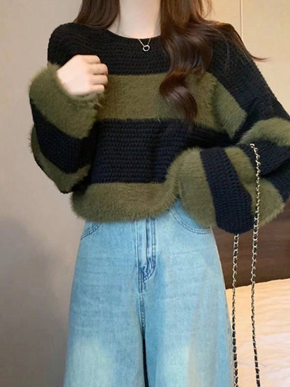 Suéter a Rayas de Punto Holgado