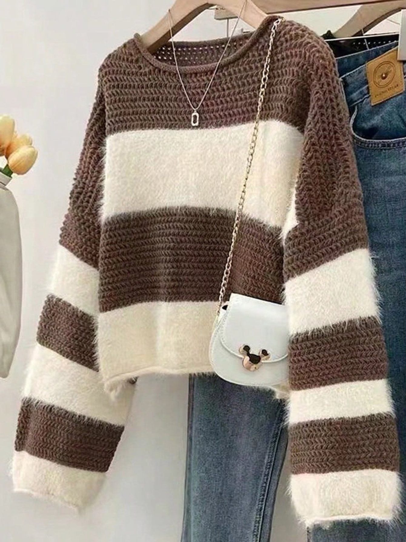 Suéter a Rayas de Punto Holgado