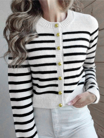 Cárdigan elegante y sencillo de cuello redondo