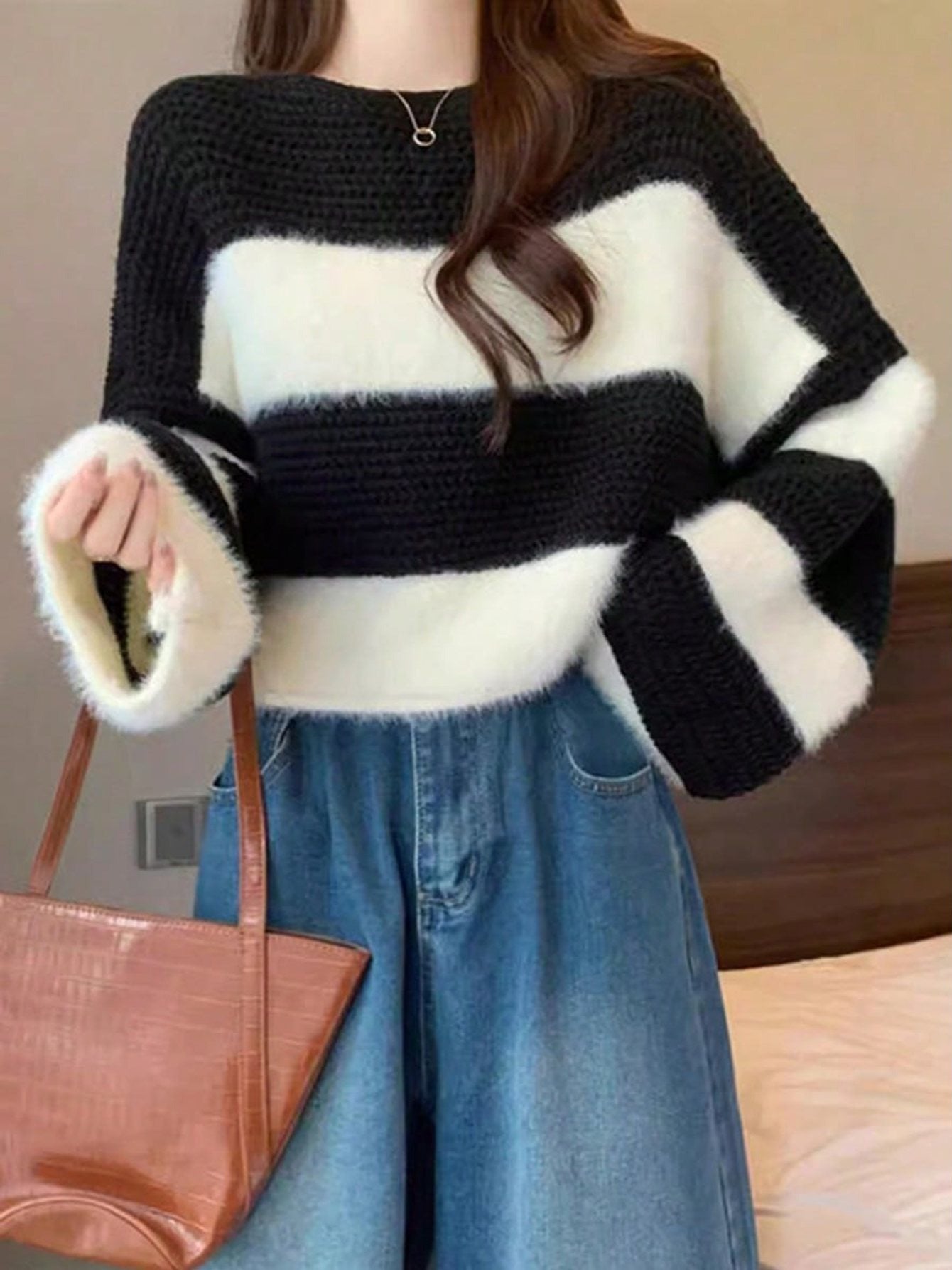 Suéter a Rayas de Punto Holgado