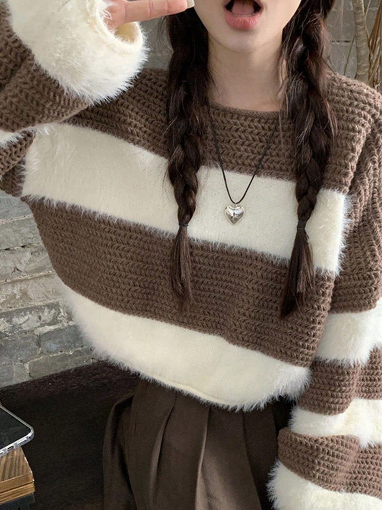 Suéter a Rayas de Punto Holgado