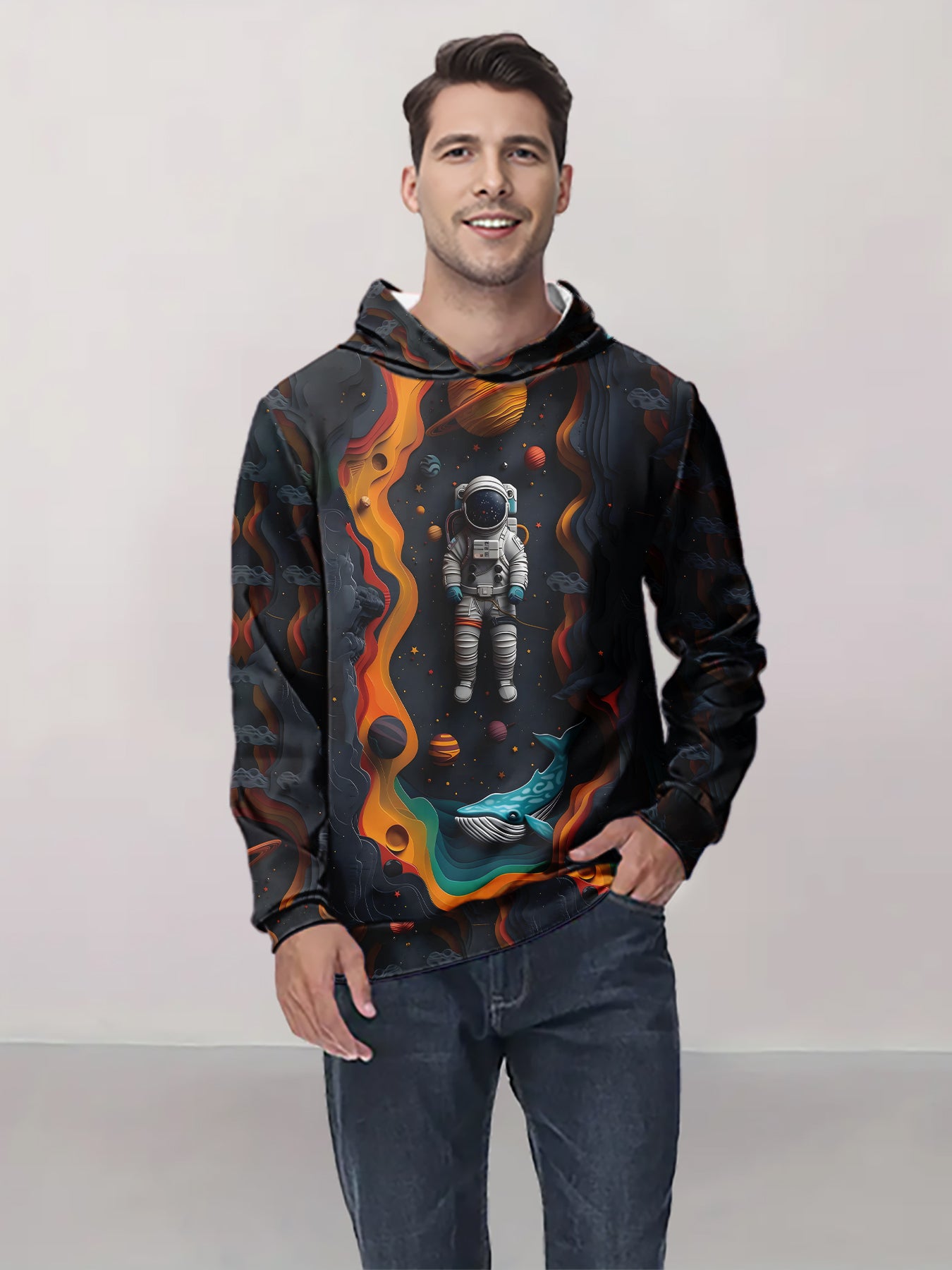 Sudadera con Capucha con Estampado Digital de Astronauta
