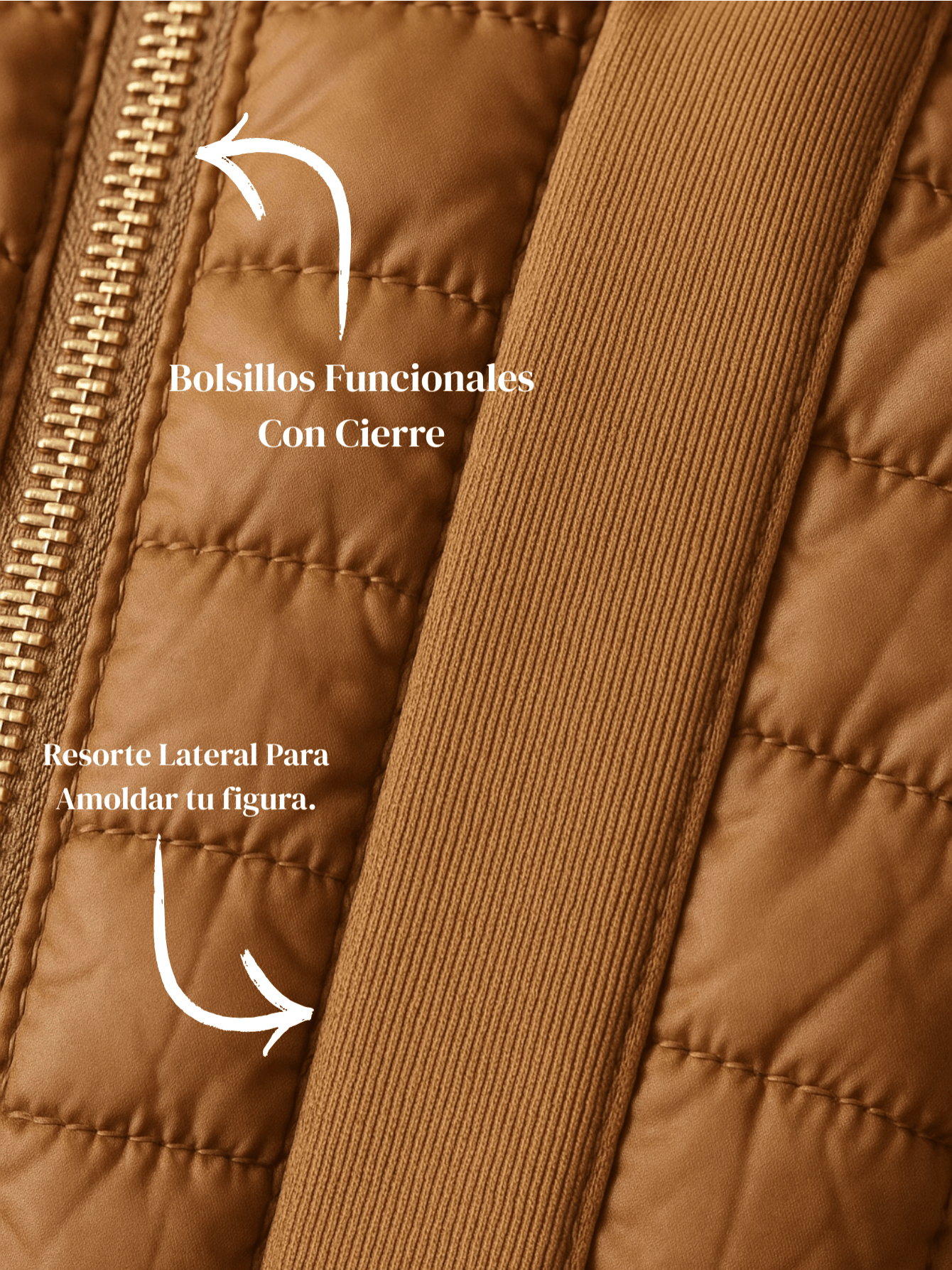 Chaqueta forrada de pelusa y elástico lateral