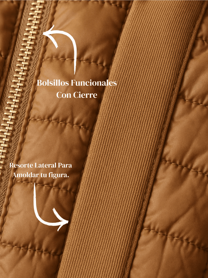 Chaqueta forrada de pelusa y elástico lateral