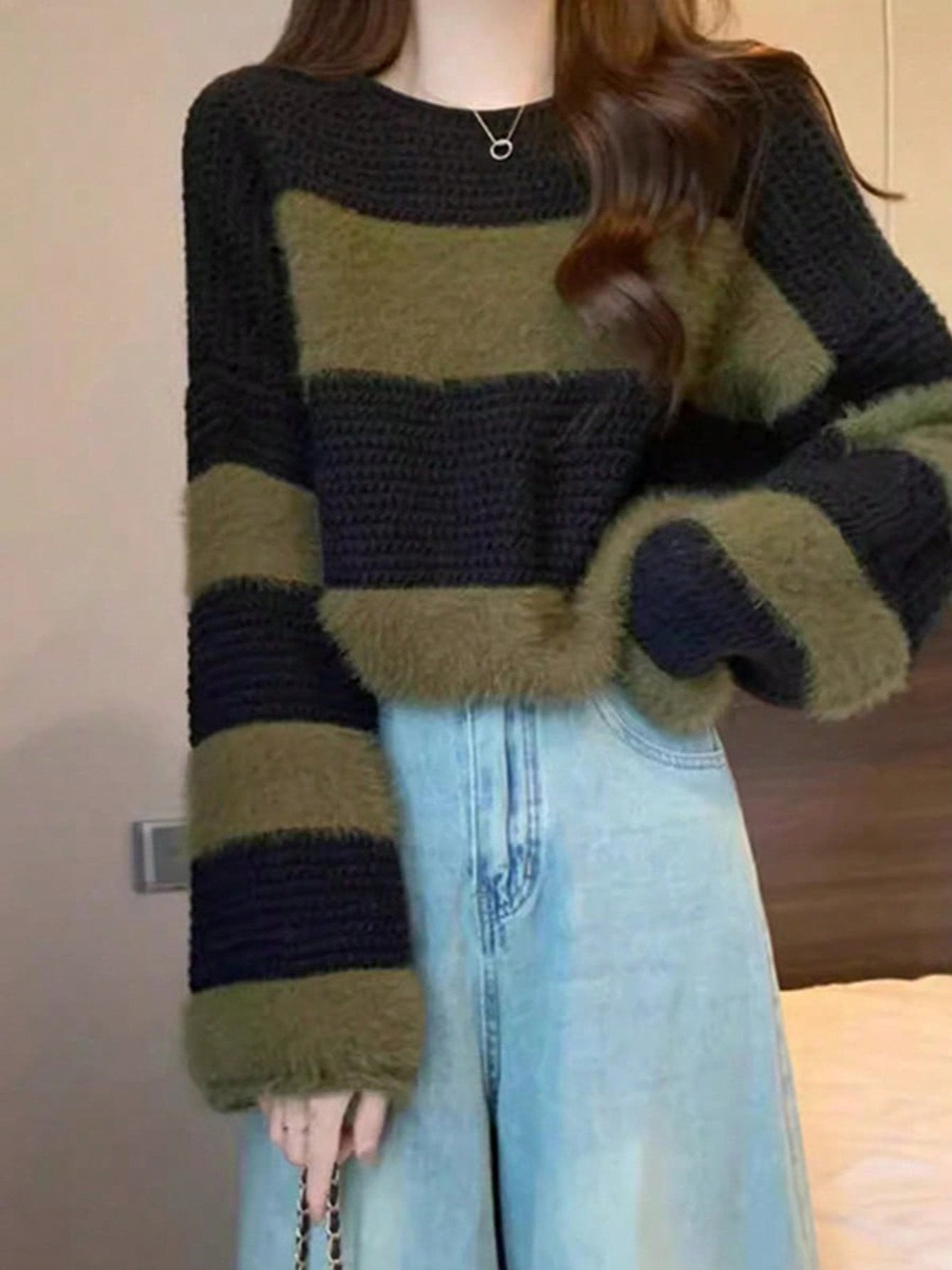 Suéter a Rayas de Punto Holgado