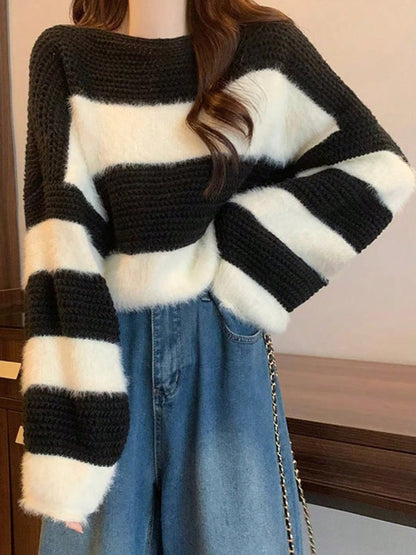 Suéter a Rayas de Punto Holgado