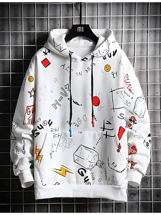 Sudadera para Hombres Moda Estampado Graffiti