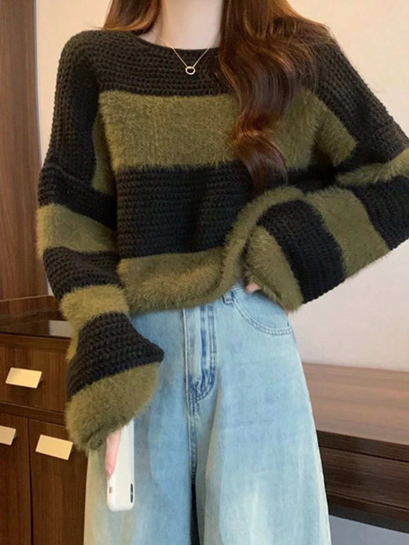 Suéter a Rayas de Punto Holgado