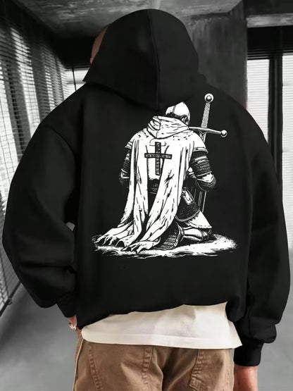 Súdadera con capucha espada de caballero para hombres