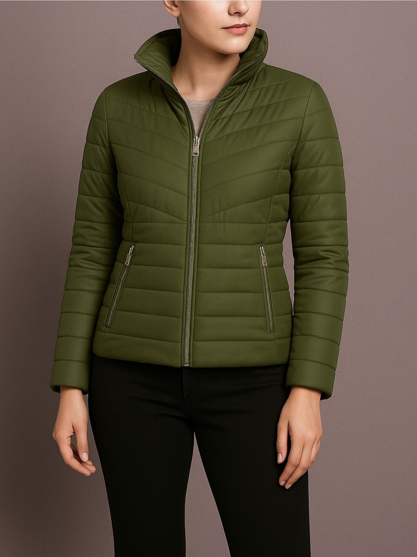 Chaqueta forrada de pelusa y elástico lateral