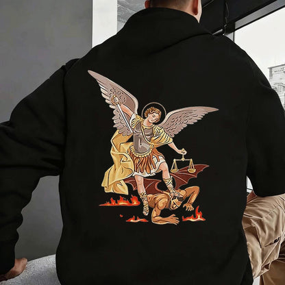 Suéter Grueso con Capucha y Diseño Ángel