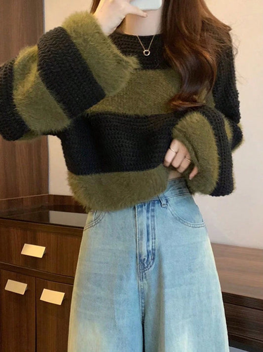 Suéter a Rayas de Punto Holgado