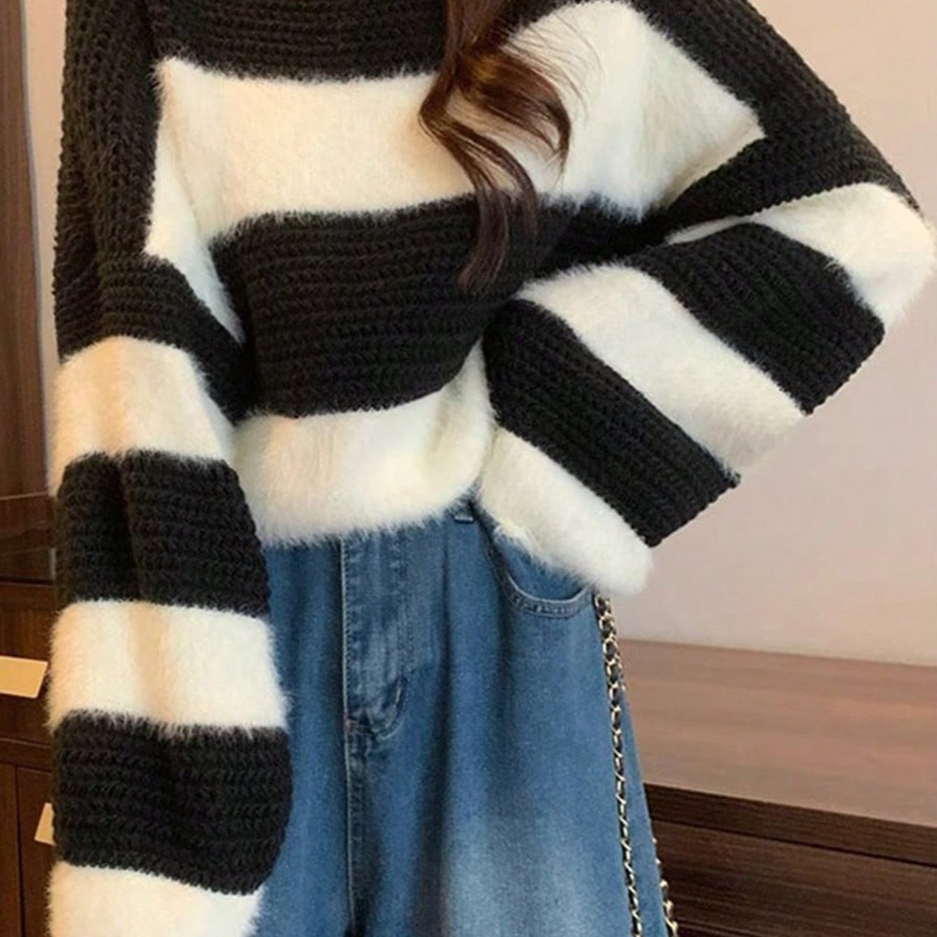 Suéter a Rayas de Punto Holgado