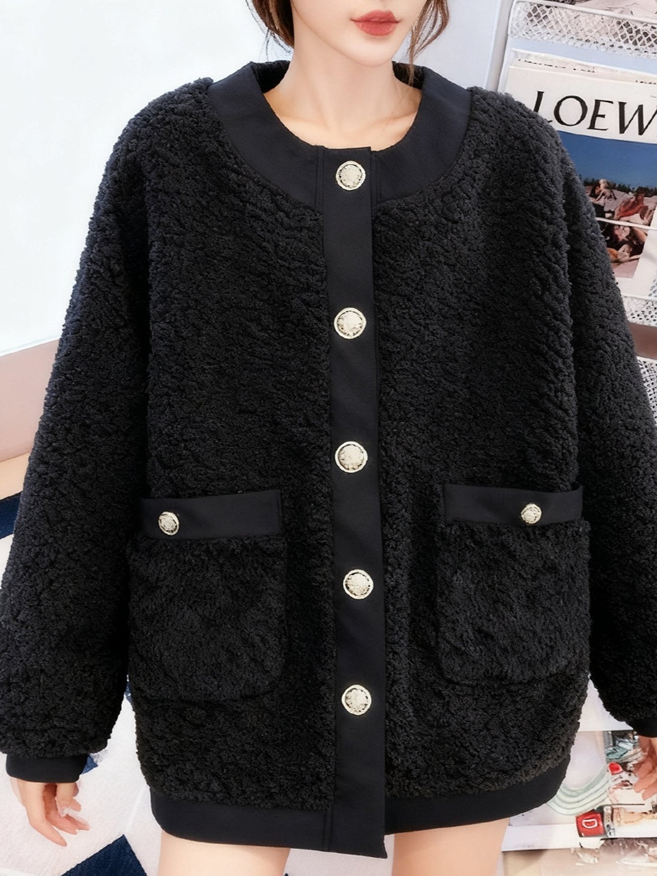 Abrigo de estilo shearling