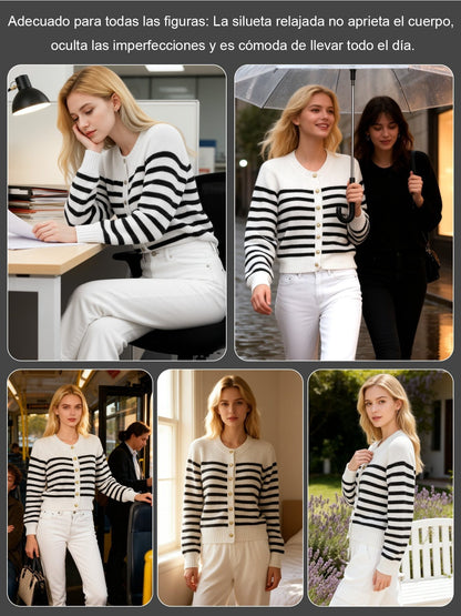 Cárdigan elegante y sencillo de cuello redondo