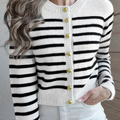 Cárdigan elegante y sencillo de cuello redondo