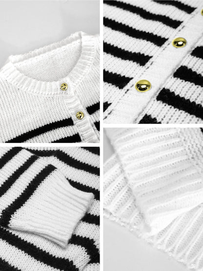 Cárdigan elegante y sencillo de cuello redondo