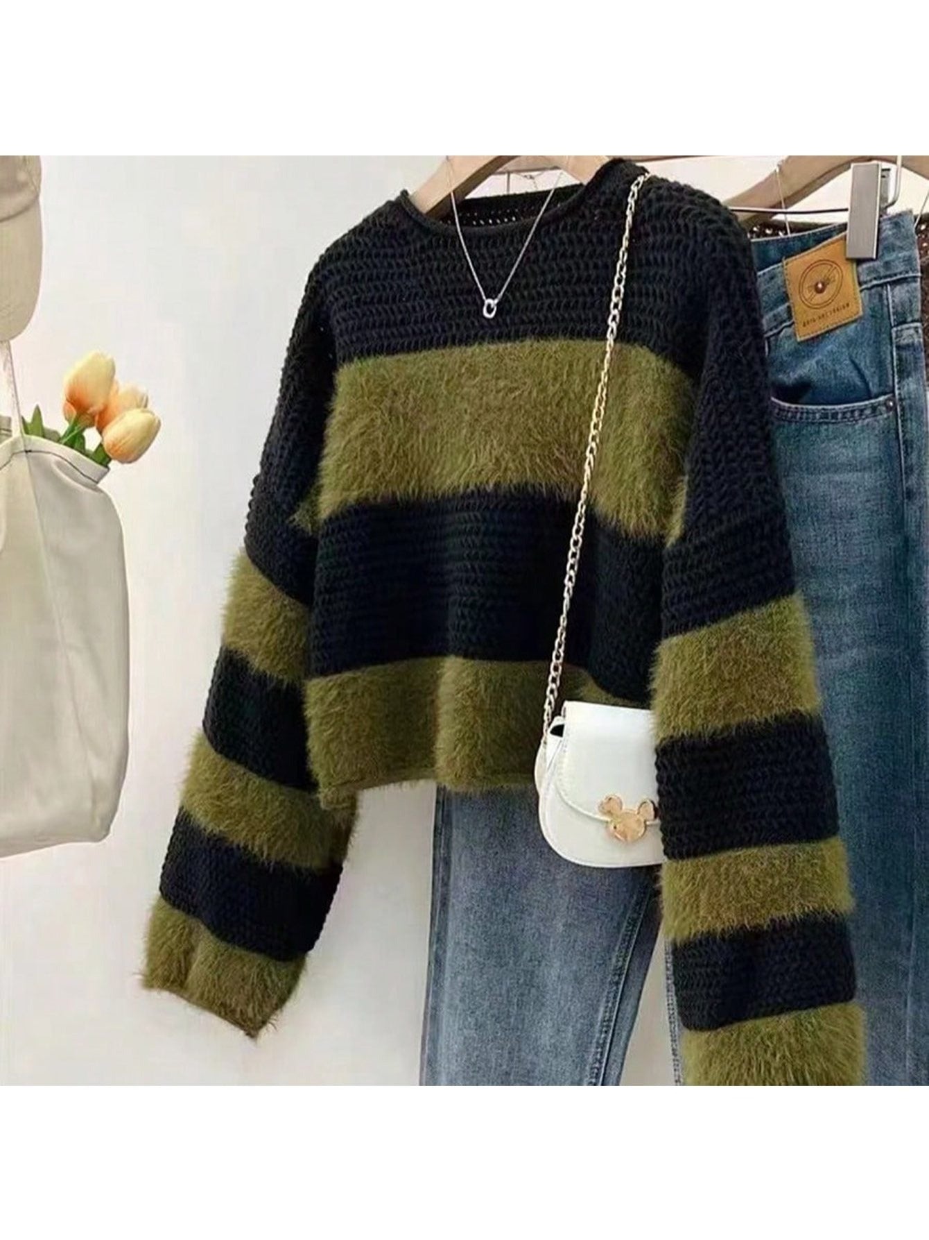 Suéter a Rayas de Punto Holgado