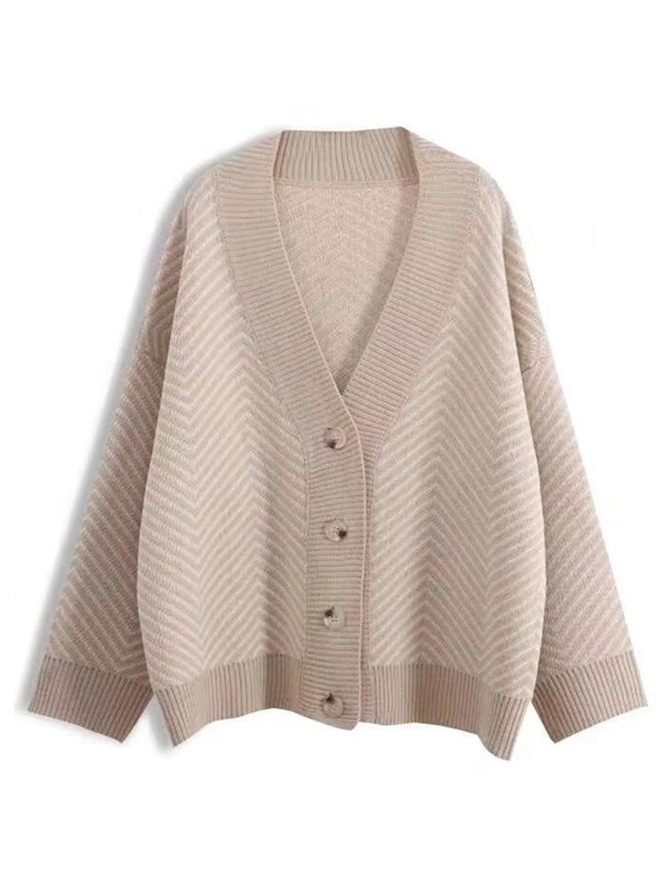 Cárdigan de punto grueso, holgado y a rayas