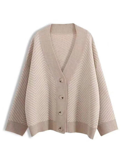 Cárdigan de punto grueso, holgado y a rayas