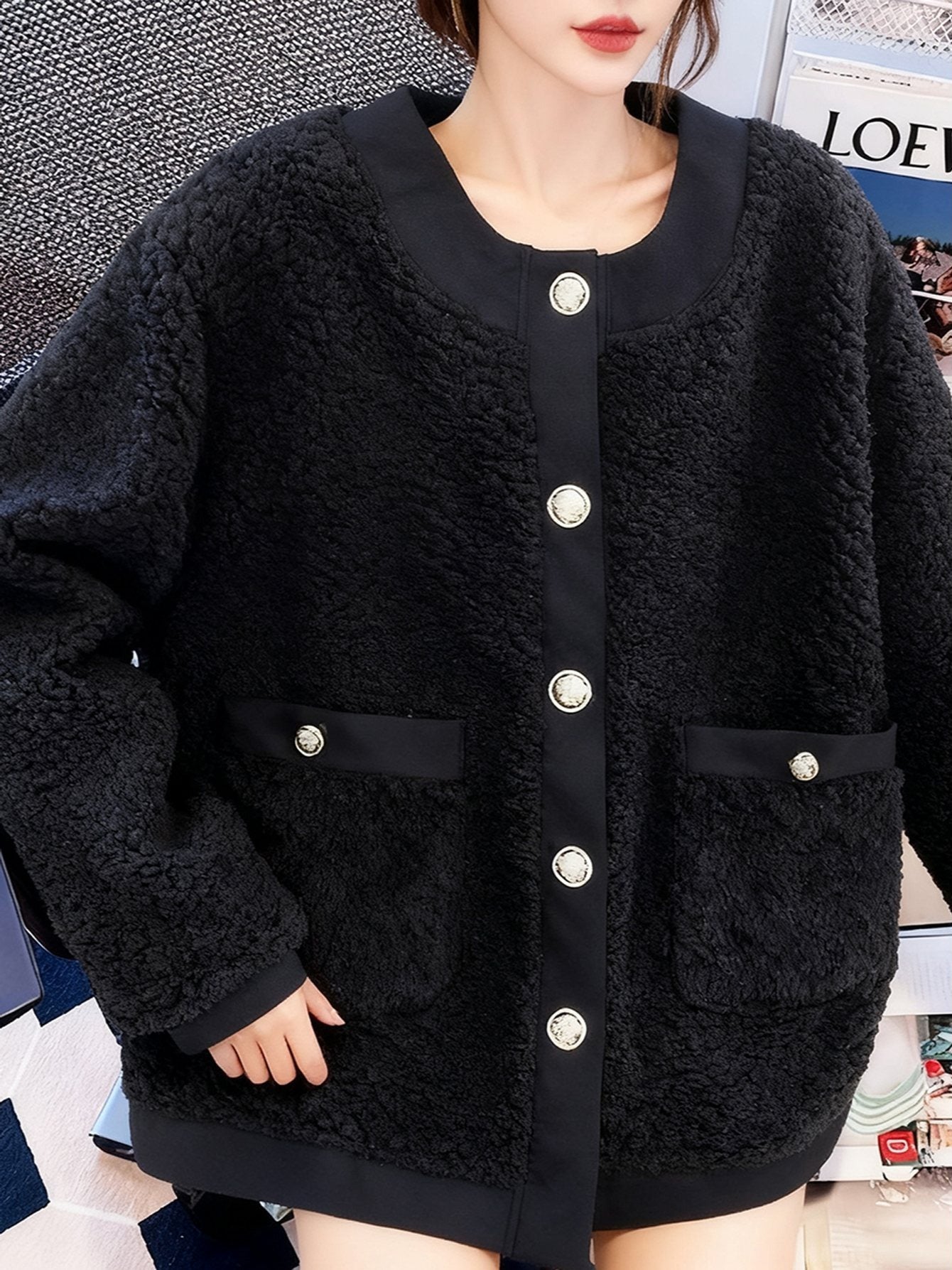 Abrigo de estilo shearling