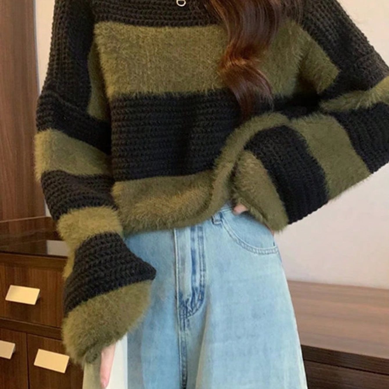 Suéter a Rayas de Punto Holgado