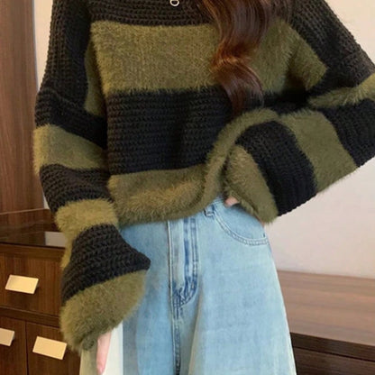 Suéter a Rayas de Punto Holgado