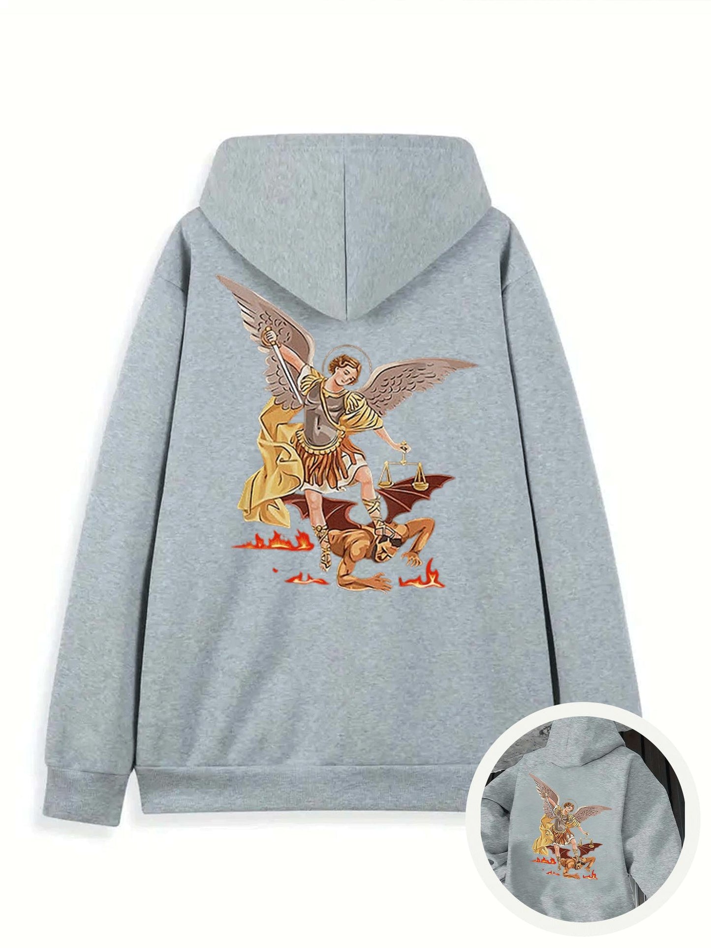 Suéter Grueso con Capucha y Diseño Ángel