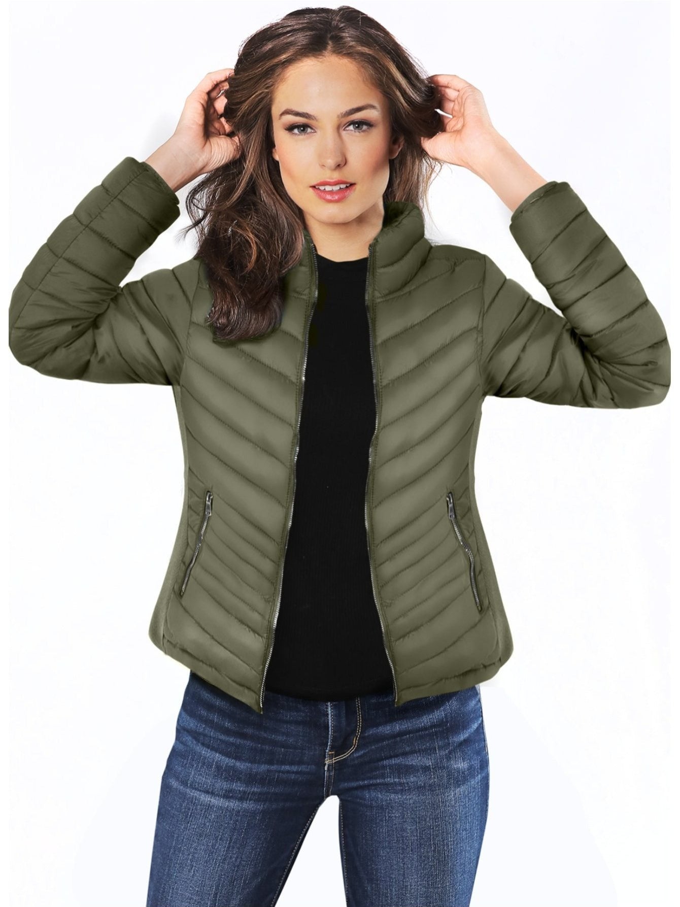 Chaqueta forrada de pelusa y elástico lateral