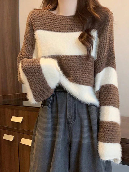 Suéter a Rayas de Punto Holgado