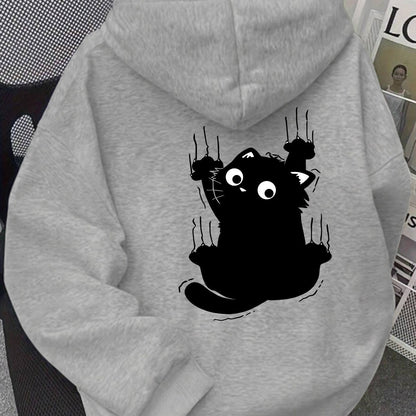 Sudadera con capucha extra grande para mujer con estampado de gatitos en la espalda